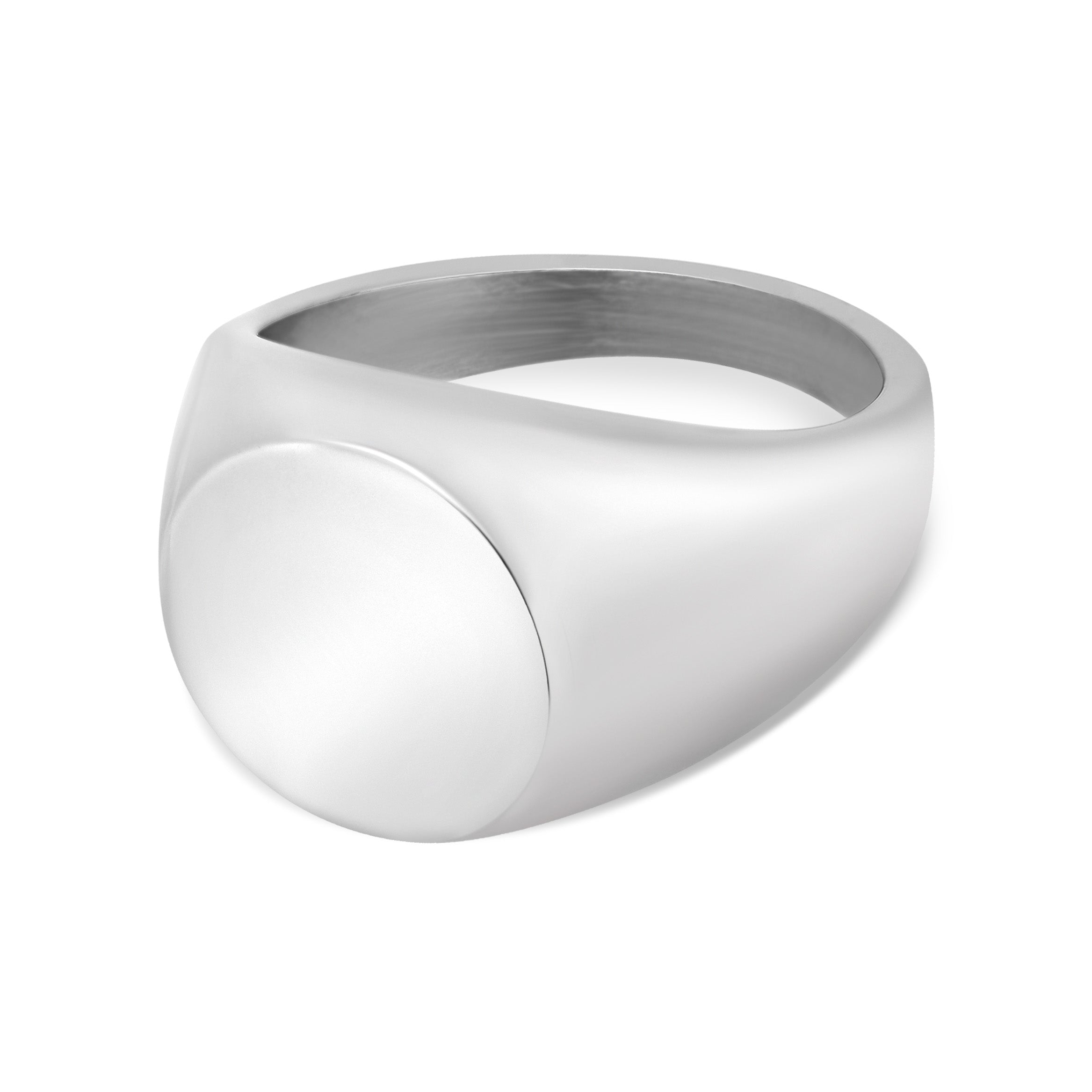Stainless Steel Polished Blank Smaller Round Signet Ring / SCR4082