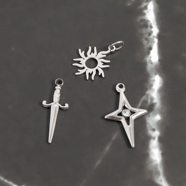 Stainless Steel Compass Star with additional charms 