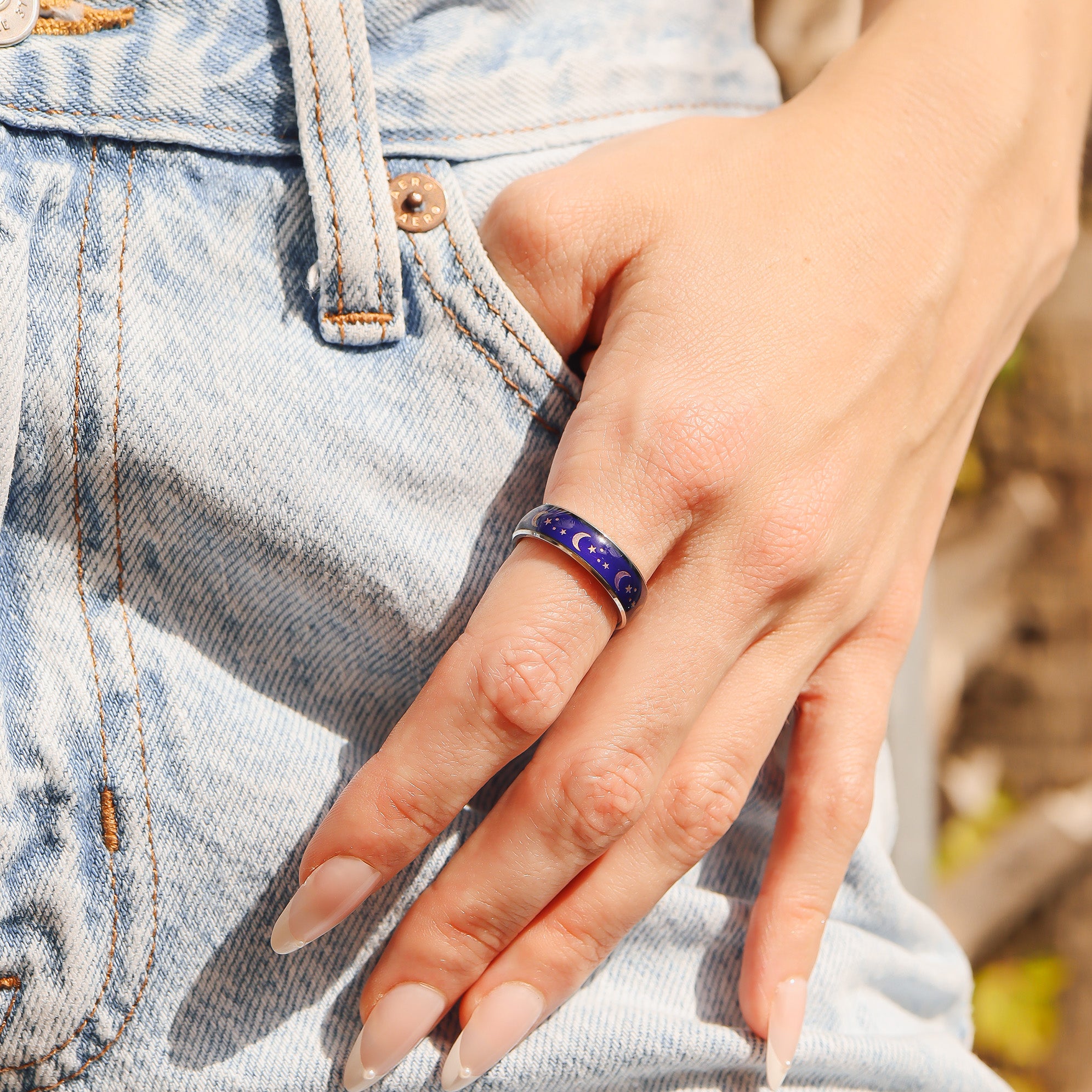 Mood Band With Stars And Moons Stainless Steel Ring / CFR9010