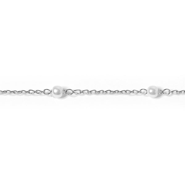 Stainless Steel PVD Coated Faux Pearl Cable Chain By The Foot / SPL1013