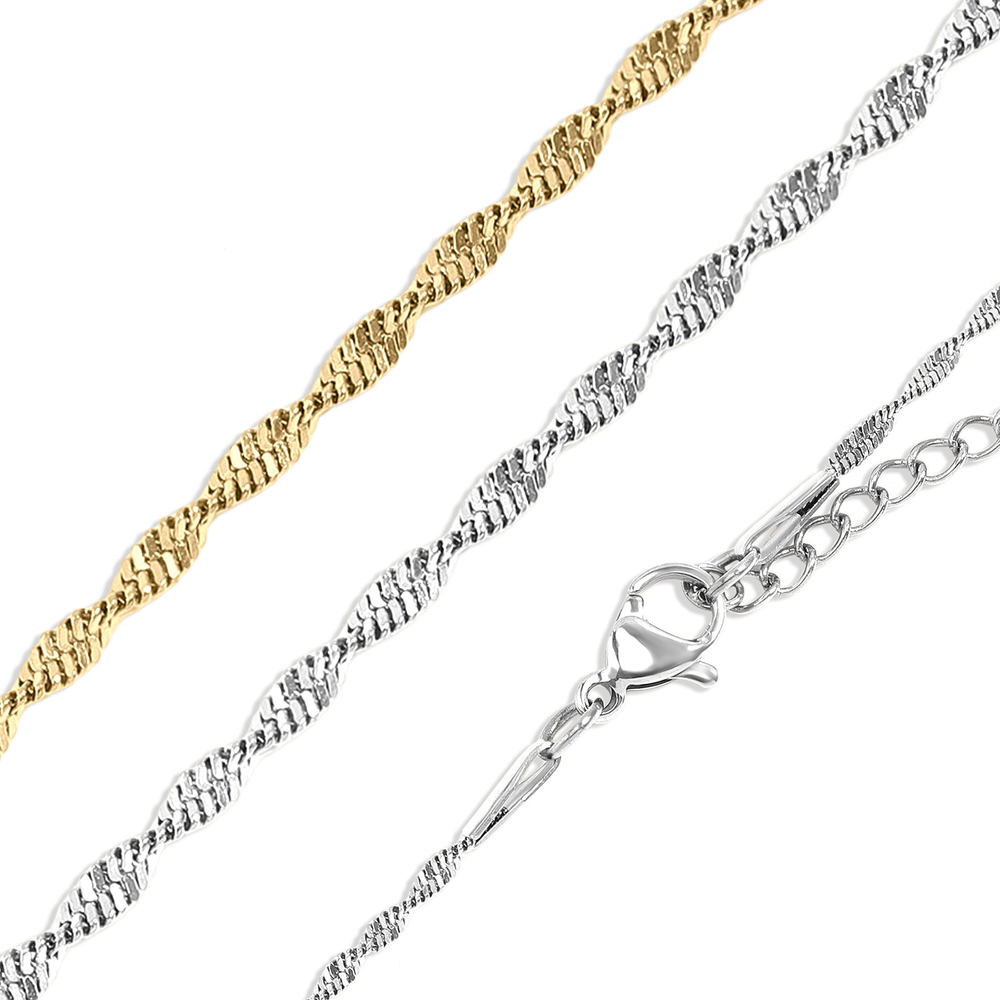 18K Gold PVD Stainless Steel Singapore Chain Necklace / CHN9961