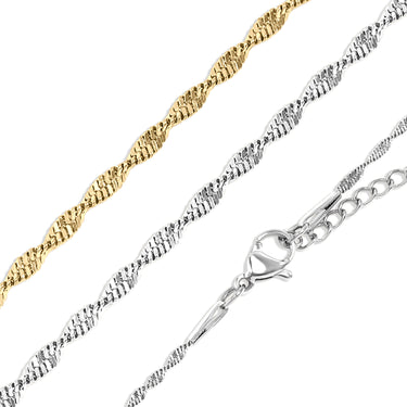 18K Gold PVD Edelstahl Singapore Kette Halskette/CHN9961