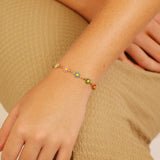 Multi Colored Floral Chain Bracelet 