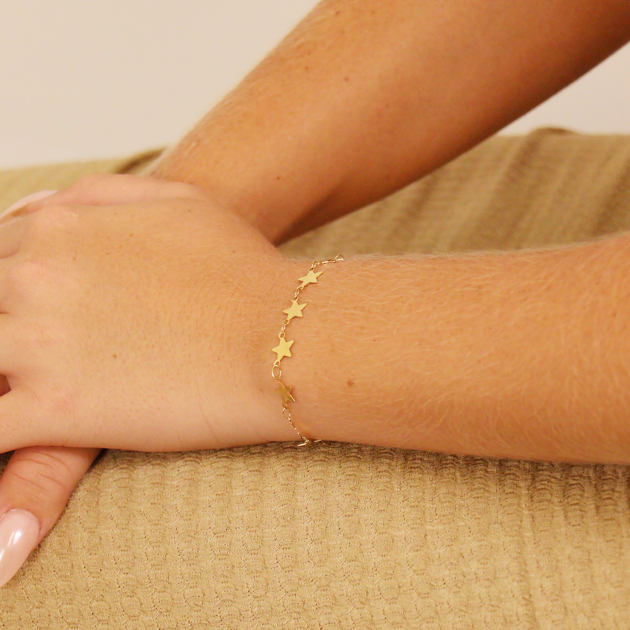 18k Gold PVD Rostfritt stål Circle Link Star Chain - By the Foot / SPL1028