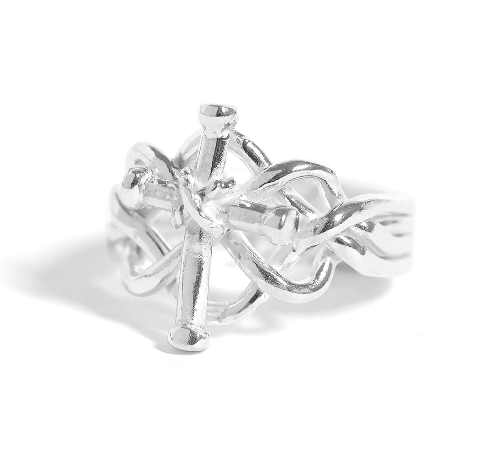 Sterling Silver Braided Cross Ring / SSR0155