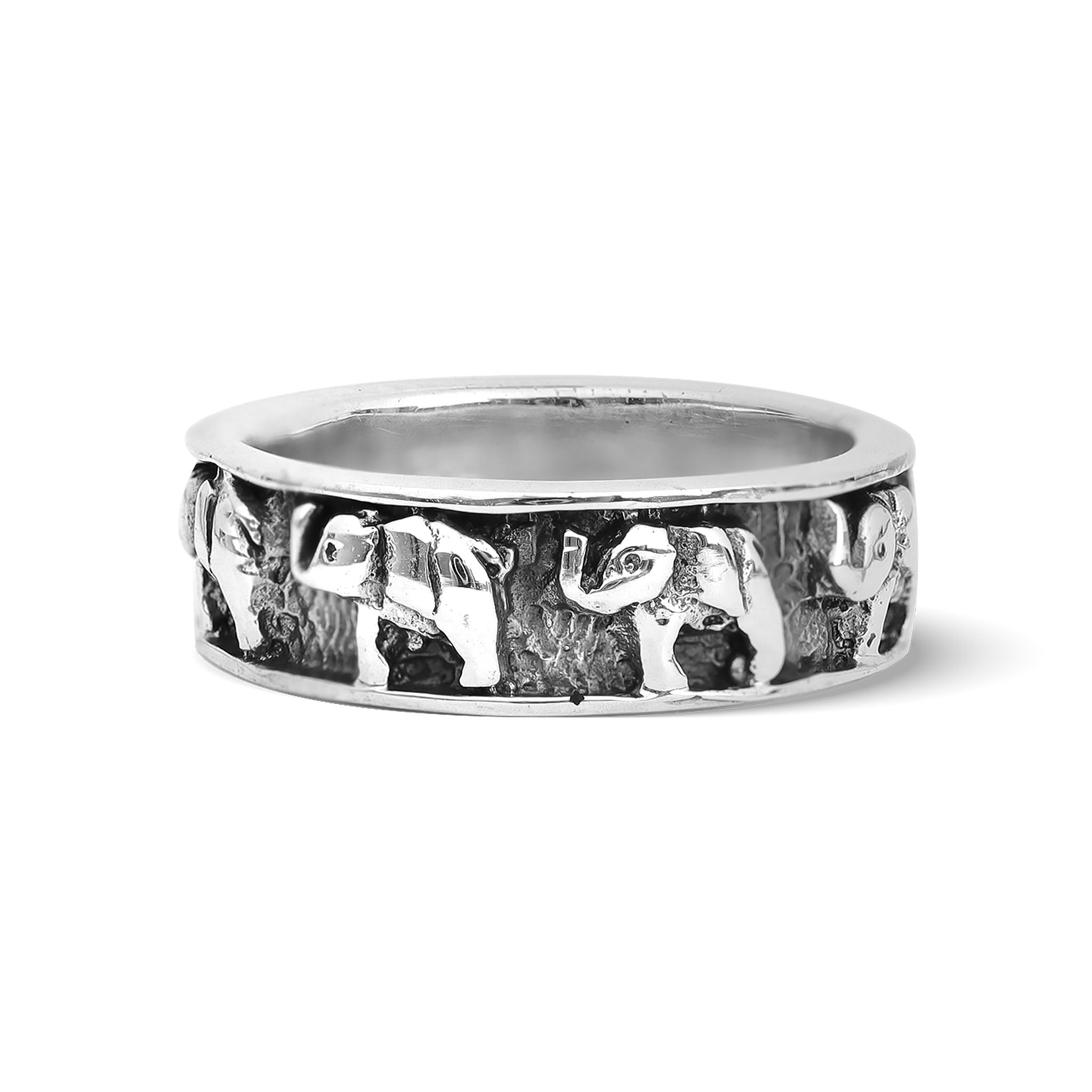 Sterling Silver Elephant Band Ring / SSR0156