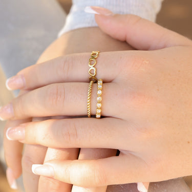 18K Gold PVD Edelstahl abwechselnde Herzstapelring/CSR0010