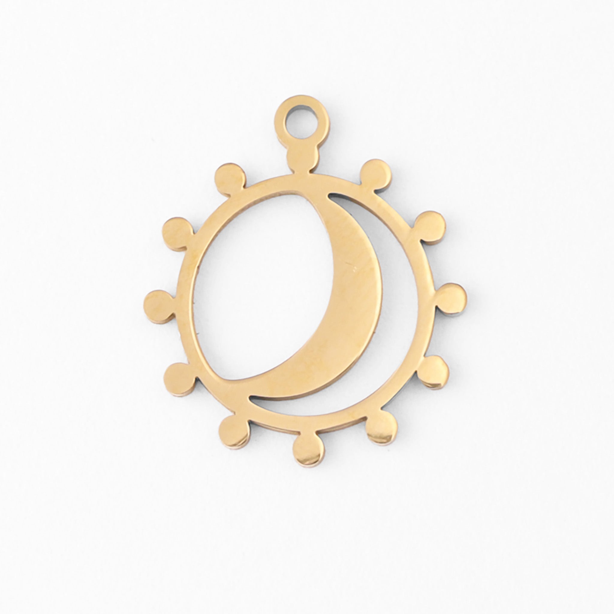 18K Gold PVD Stainless Steel Sun and Moon Charm / PDL0040