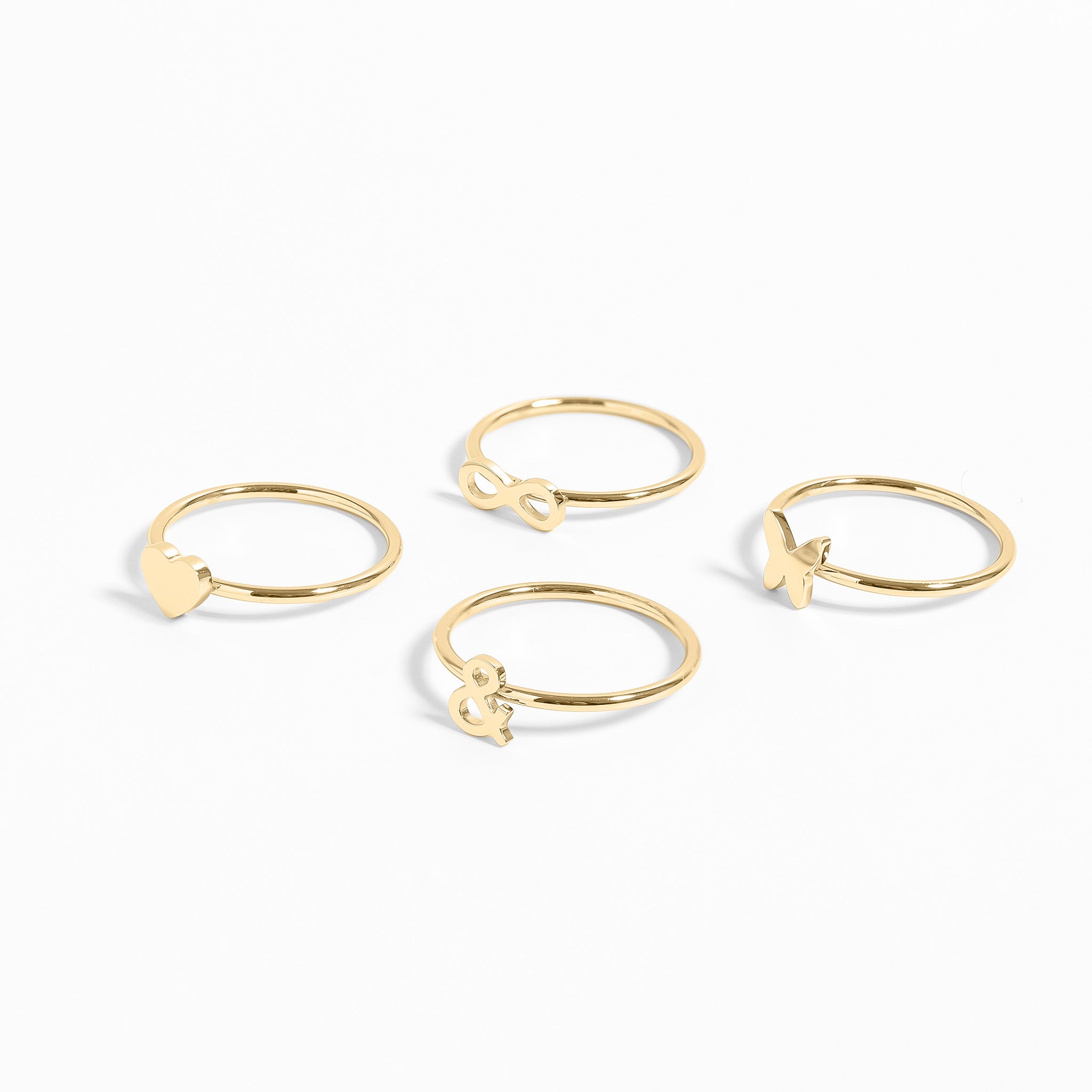 18K Gold PVD Stainless Steel Symbol Stacking Rings / ZRJ9023