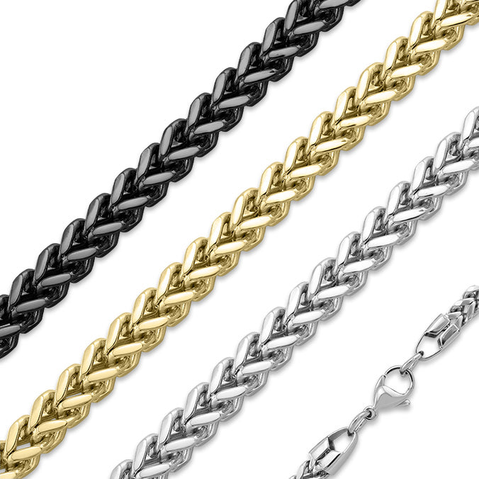 Stainless steel necklace for men, wheat rope chain - JoyElly