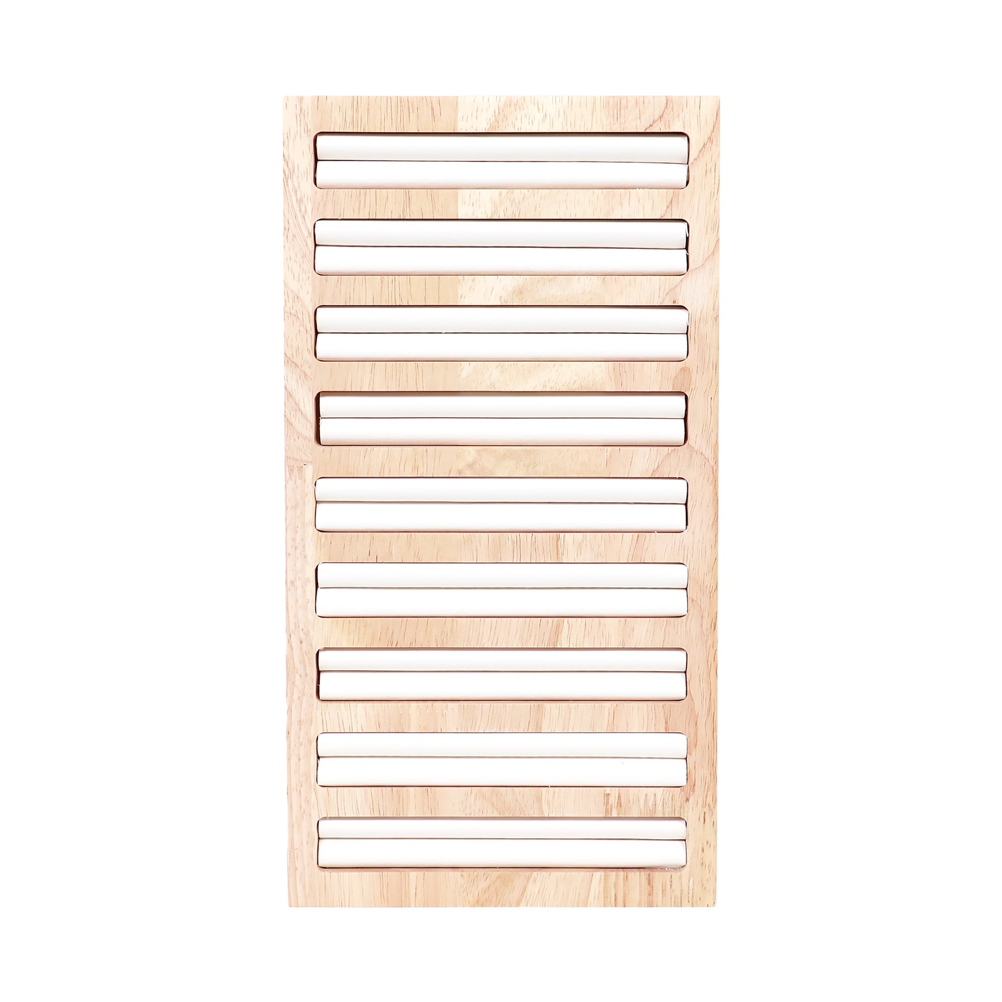 Natural Wood & Leather Slitted Ring Display / DSP0025