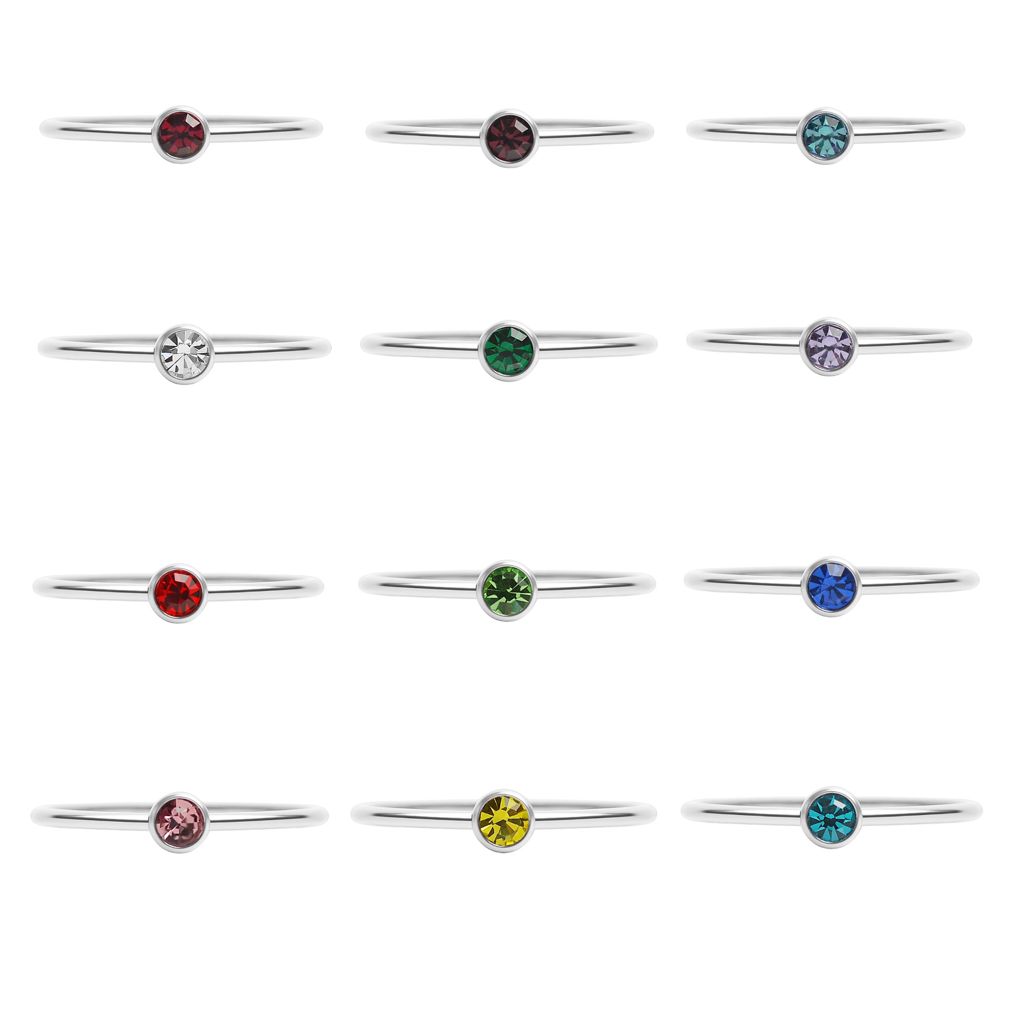 76 PC Rostfritt stål Birthstone Stacking Ring Set / BND0003