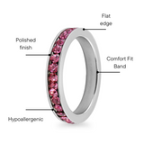 Pink CZ Center Flat Ring Features Graphic