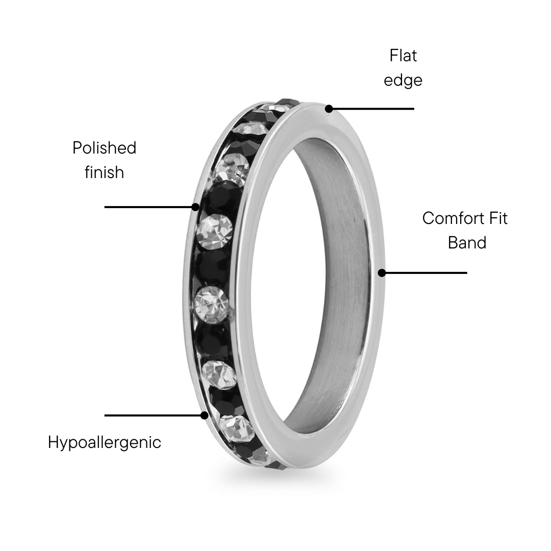 Black & Clear CZ Center Cubic Ring Feature Graphic