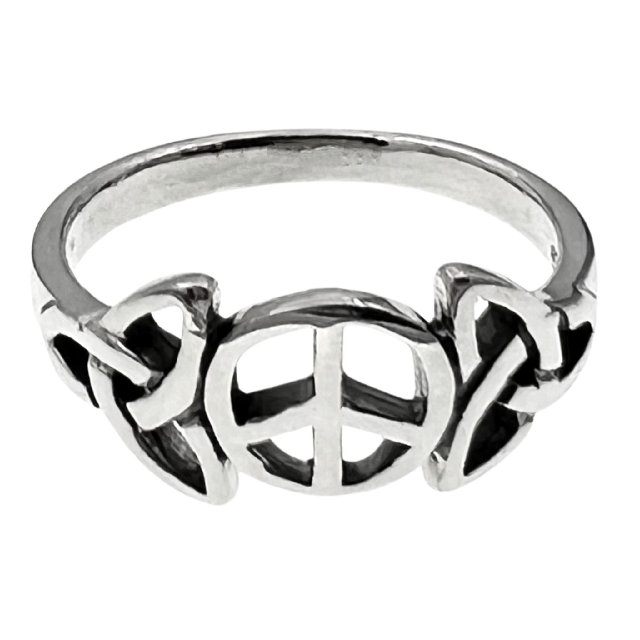 Sterling Silver Celtic Peace Symbol Ring / SSR0099