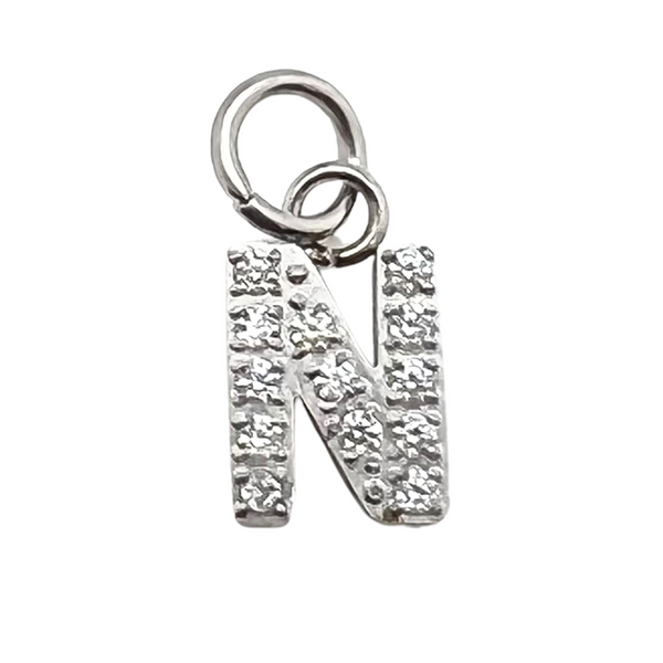 Stainless Steel Pave Set Cz Letter Charms Pdc9020