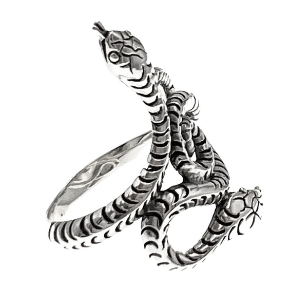 Sterling Silver 2 Coiled Snakes Ring / SSR0055