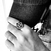 Stainless Steel "13" and Skulls Signet Ring / SCR3043