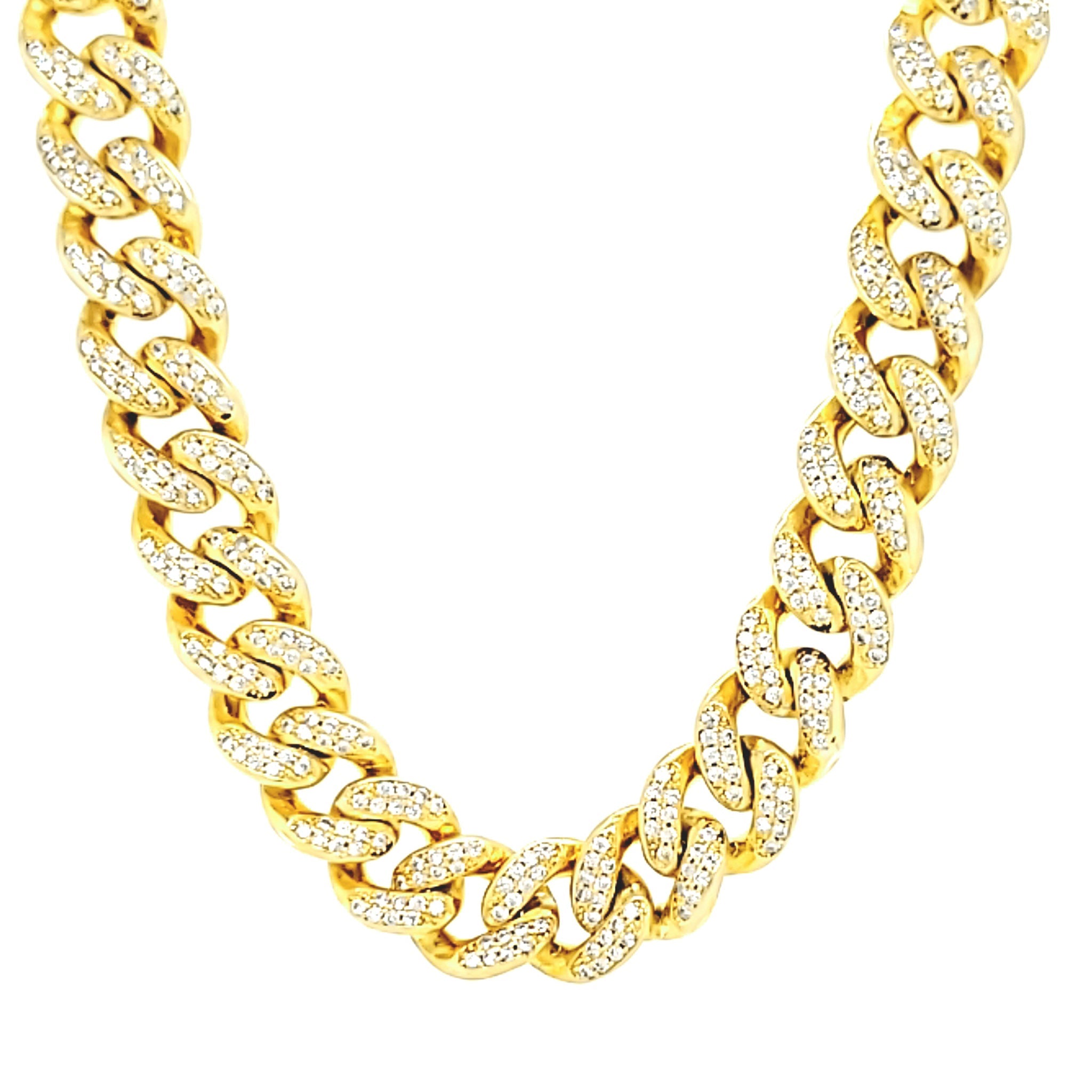 Qc Chain Gold Plated Over Brass Cubic Zirconia Cuban Chain Blc0001 – Wholesale ...
