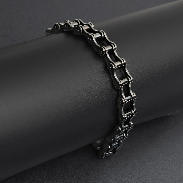 Stainless Steel Black Bike Chain Bracelet / BRJ9023