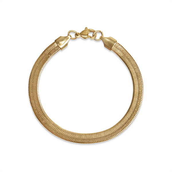 18k Gold PVD Coated Stainless Steel Herringbone Chain Bracelet 