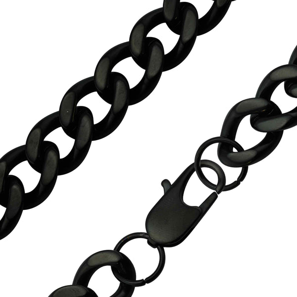 Stainless Steel Black Curb Chain Bracelet or Anklet / BRJ9093