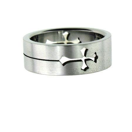 Highly Polished Cutout Cross Stainless Steel Ring / CRJ2293-how to clean stainless steel jewelry- stainless steel jewelry wholesale- mens stainless steel jewelry- 316l stainless steel jewelry- stainless steel mens jewelry