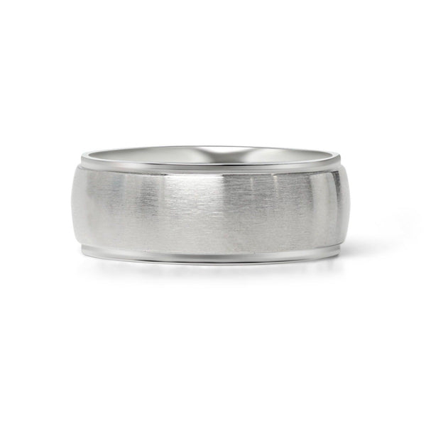 Wide Brushed Center with Polished Edge Stainless Steel Ring 8mm