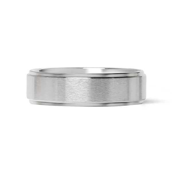 Brushed Flat Center with Polished Edge Stainless Steel Ring 6mm