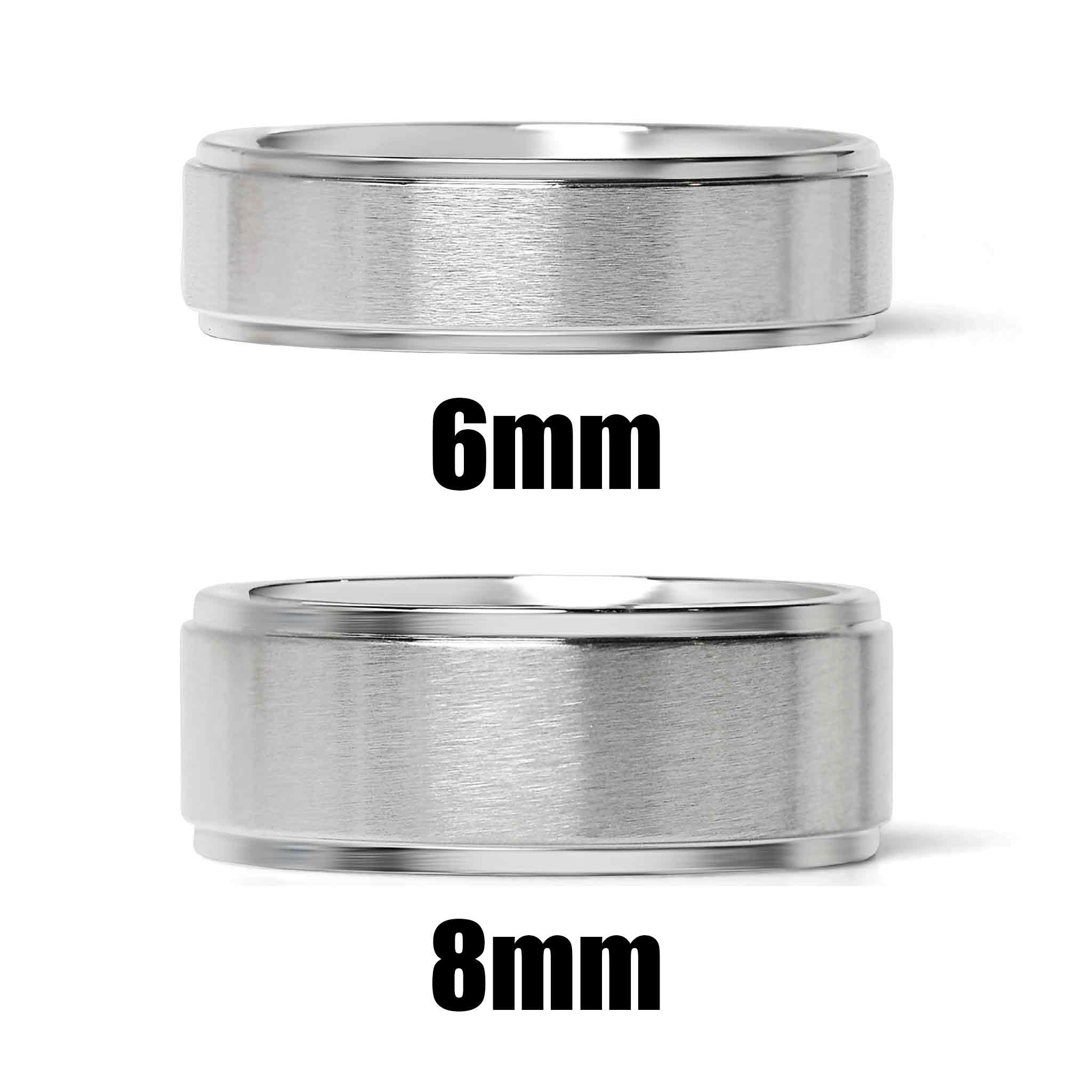 Brushed Flat Center with Polished Edge Stainless Steel Ring 6mm 8mm