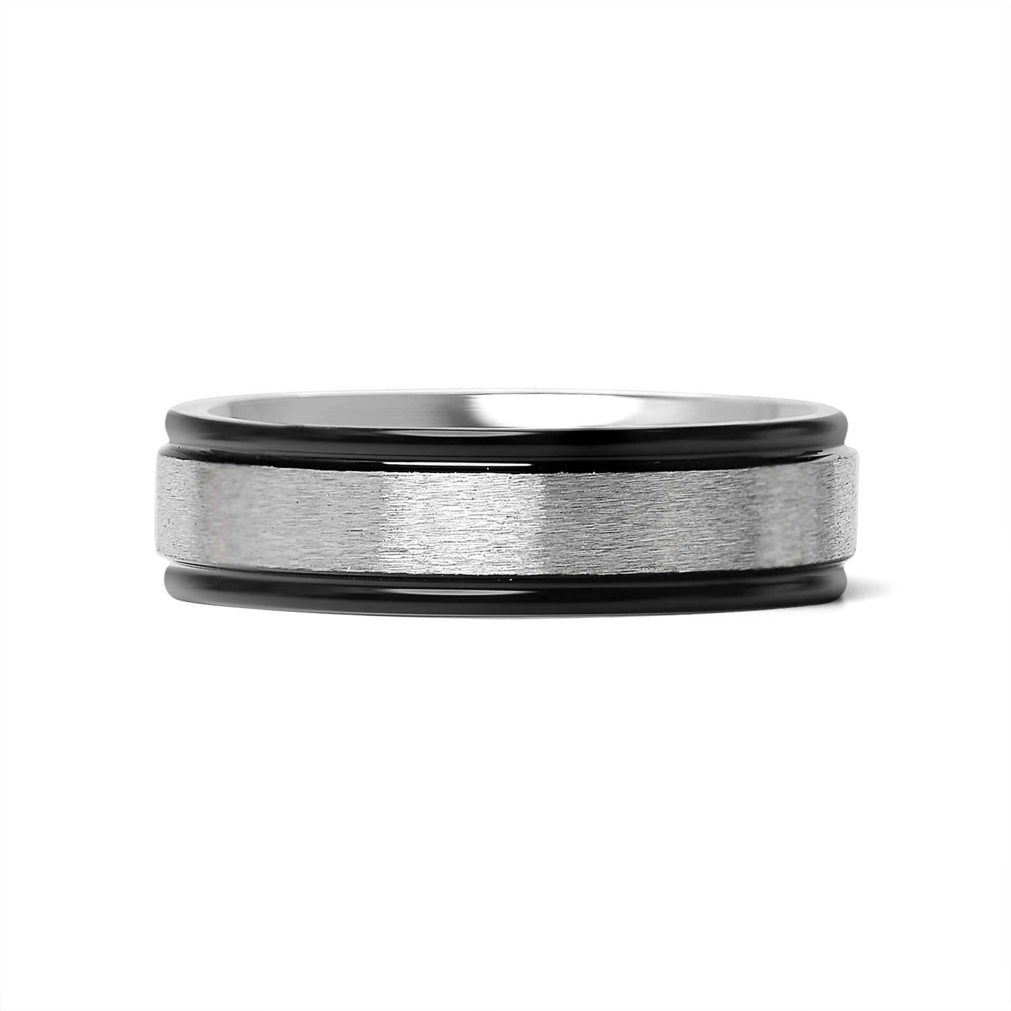 Black trim Brushed Center Stainless Steel Blank Ring Wholesale Comfort Fit Stainless Steel Ring Tarnish and rust-proof Hypoallergenic Stamping and Engraving
