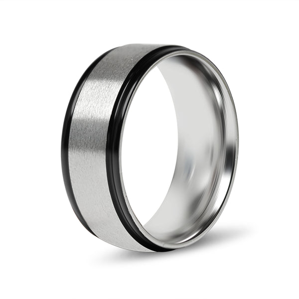 Black trim Brushed Center Stainless Steel Blank Ring Wholesale Comfort Fit Stainless Steel Ring Tarnish and rust-proof Hypoallergenic Stamping and Engraving