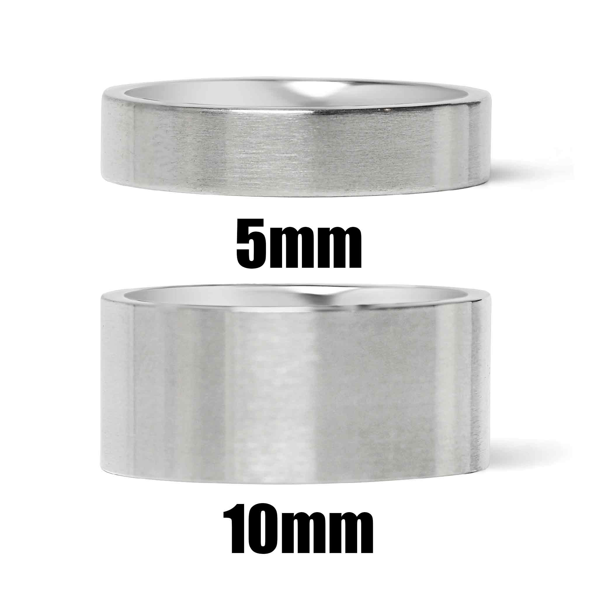 Brushed Flat Stainless Steel Ring 5mm 10mm Comfort fit stamping and engraving