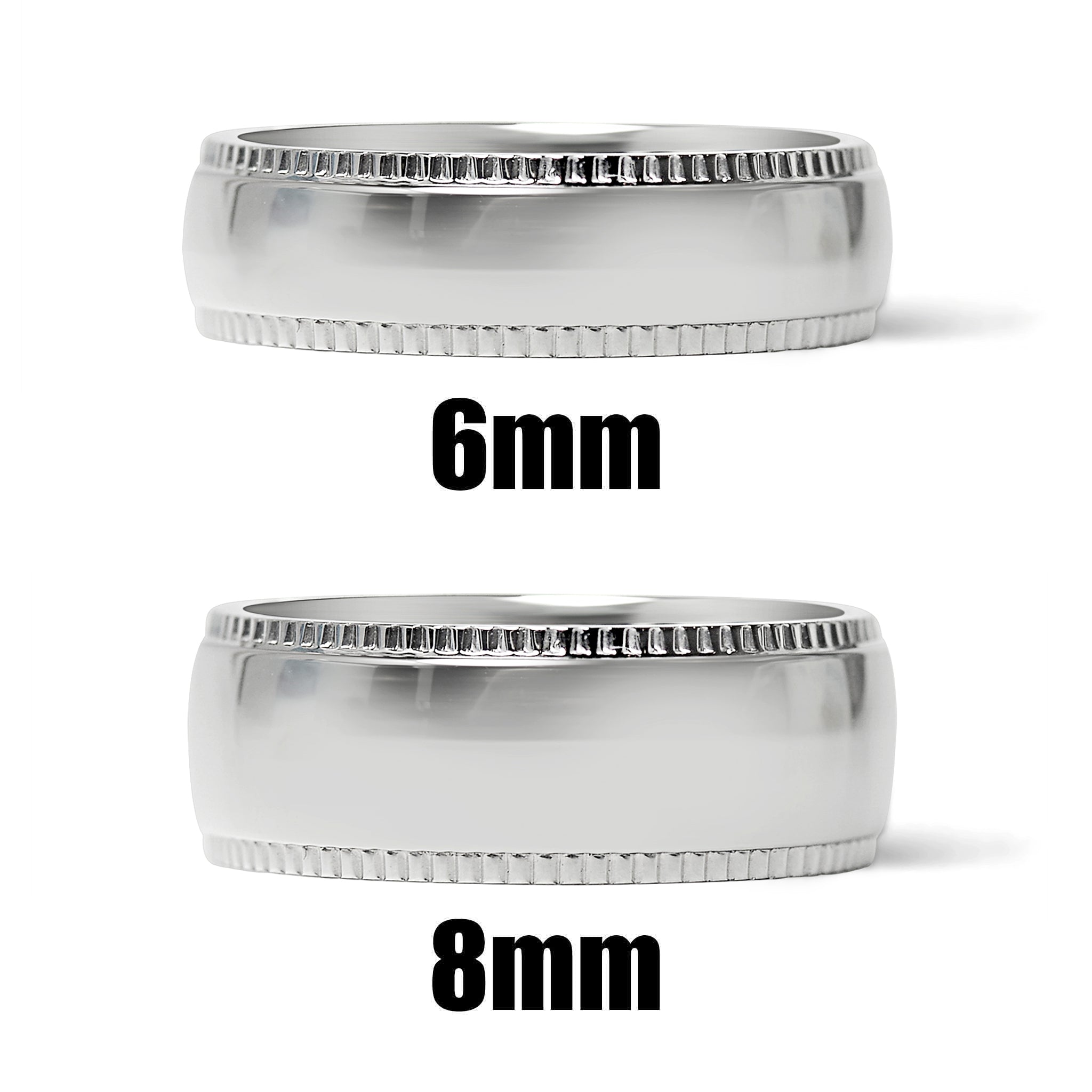 Polished Center Detailed Edge Stainless Steel Blank Ring