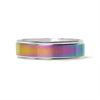 Rainbow Center Polished Edge Stainless Steel Ring