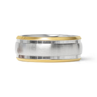 Gold Double Trim Brushed Center Stainless Steel Ring