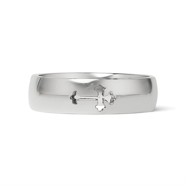 Cross Cutout Polished Stainless Steel Ring