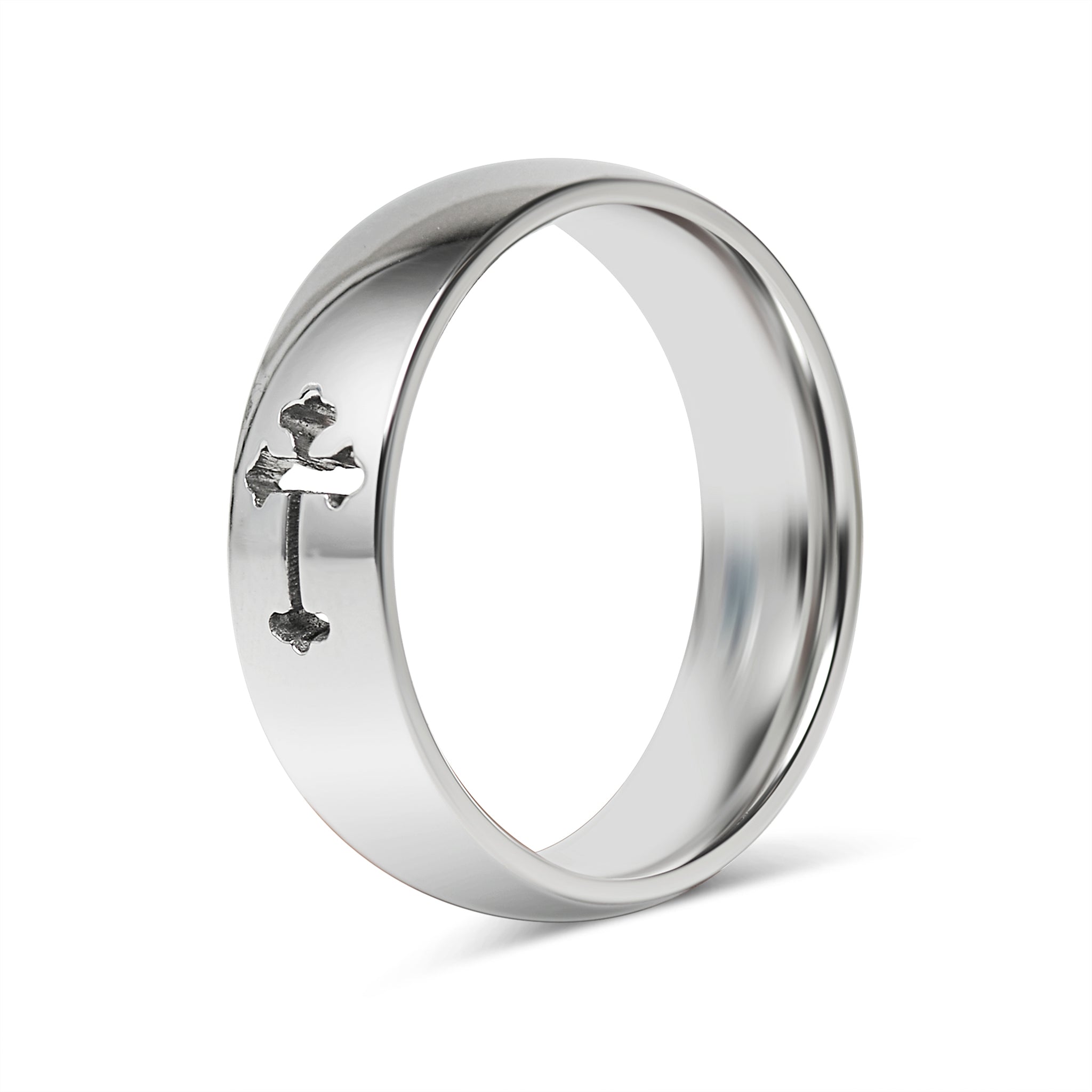 Cross Cutout Polished Stainless Steel Ring