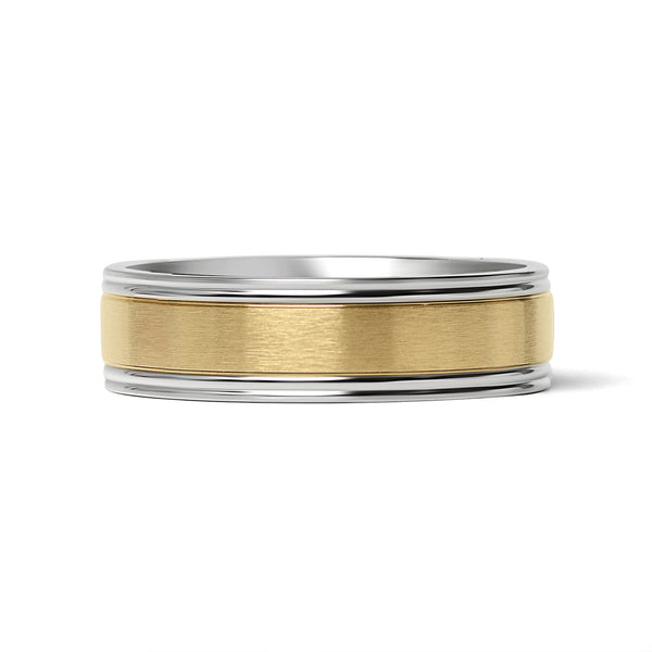 Gold Center Polished Stainless Steel Ring