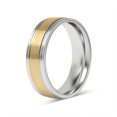 Gold Center Polished Stainless Steel Ring