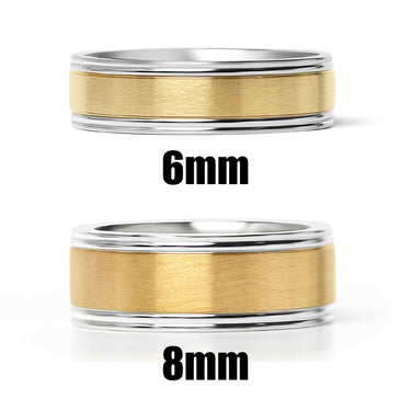 Gold Center Polished Stainless Steel Ring