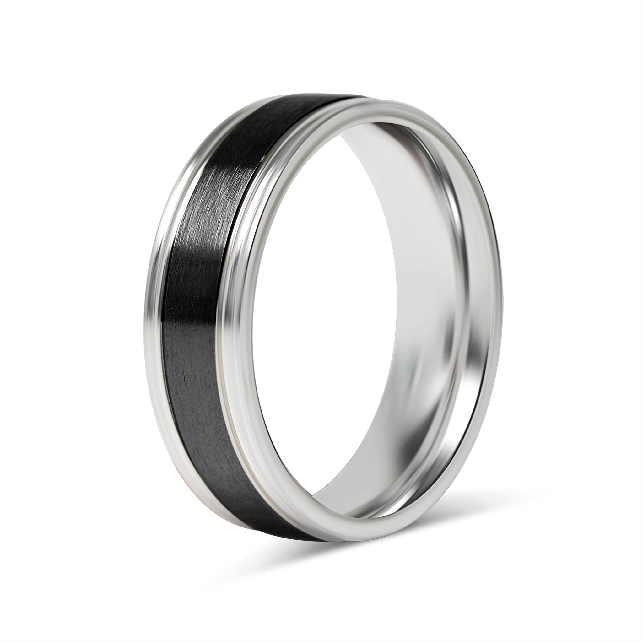Rings Black Center Polished Stainless Steel Ring Cfr7028 6mm / 7 Wholesale Jewelry Website 7 Unisex