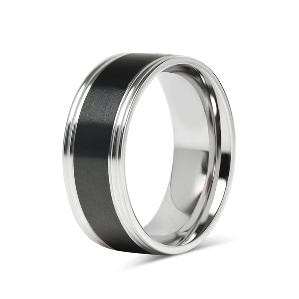 Wholesale Black Center Polished Stainless Steel Ring Stamping Engraving 8mm