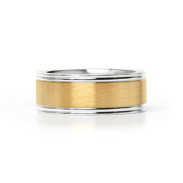 Gold Center Polished Stainless Steel Ring