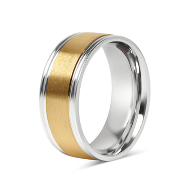 Gold Center Polished Stainless Steel Ring