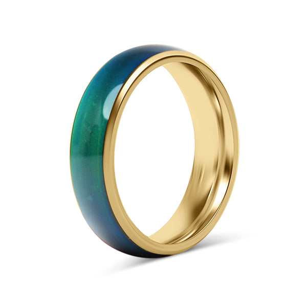 18k Gold PVD Coated Mood Band Stainless Steel Ring