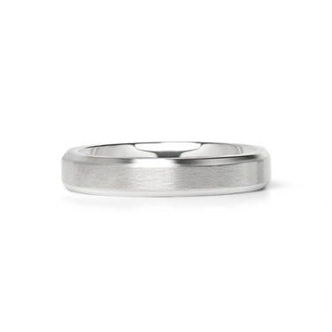 Brushed Beveled Edge Stainless Steel Blank Ring