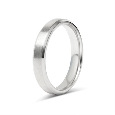 Brushed Beveled Edge Stainless Steel Blank Ring