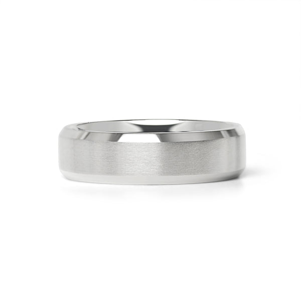 Brushed Beveled Edge Stainless Steel Blank Ring