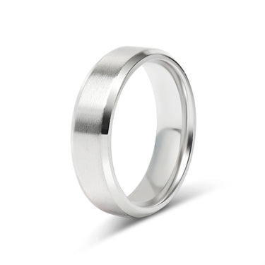 Brushed Beveled Edge Stainless Steel Blank Ring